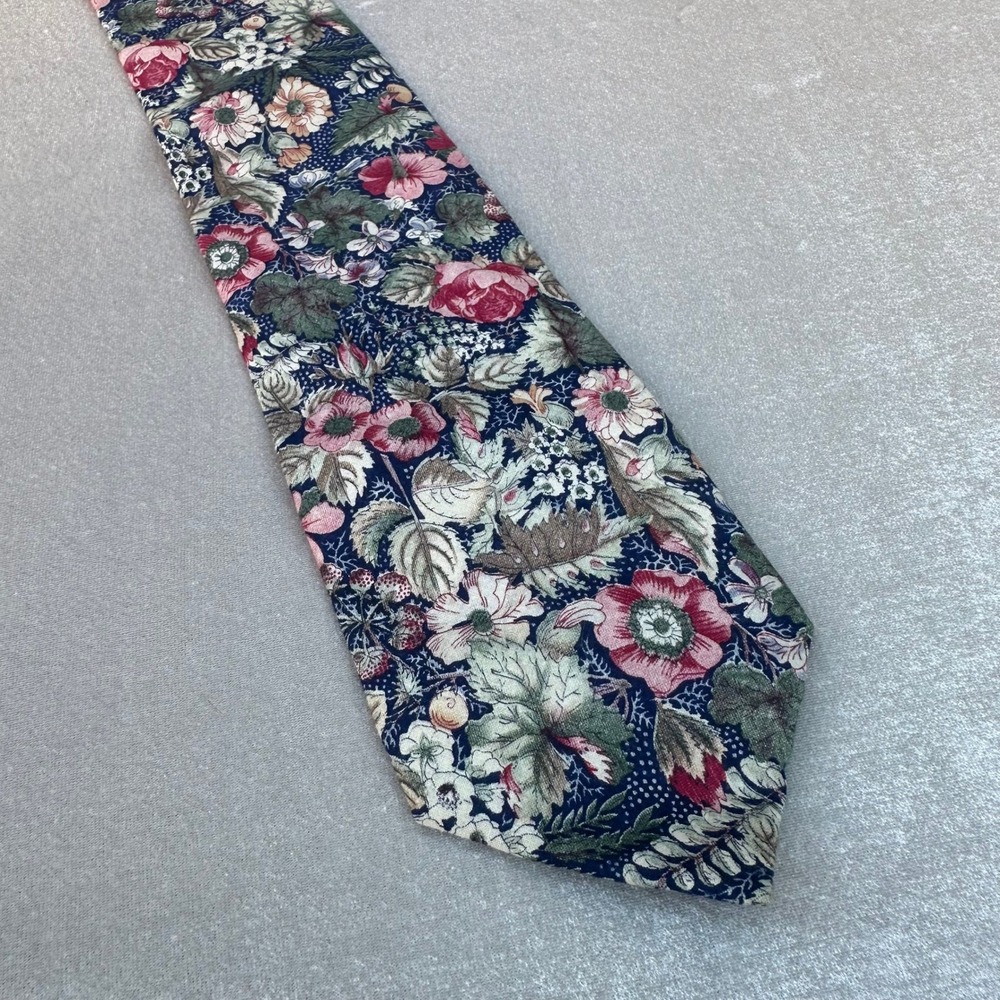 Tango by Max Raab Tie Floral Cotton Necktie Extra Long 64.5" Made USA 3.75"